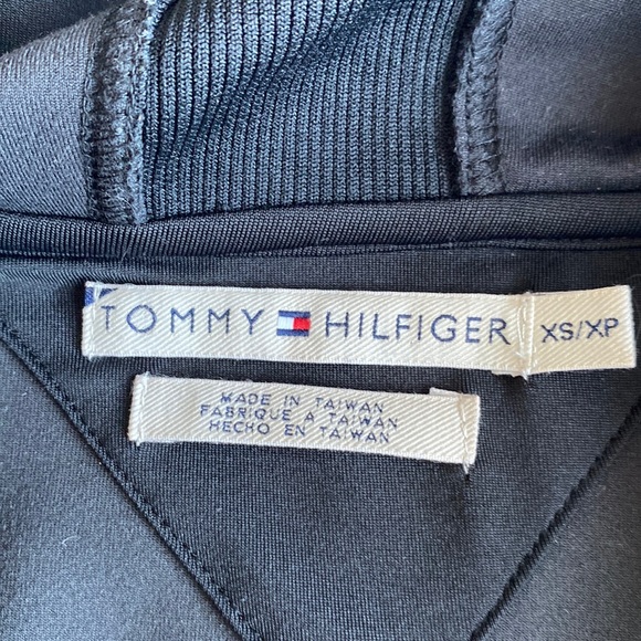 Tommy Hilfiger long sleeve black fleece hoodie with zippered front. Extra Small. - Picture 9 of 15